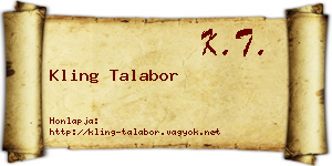 Kling Talabor névjegykártya
